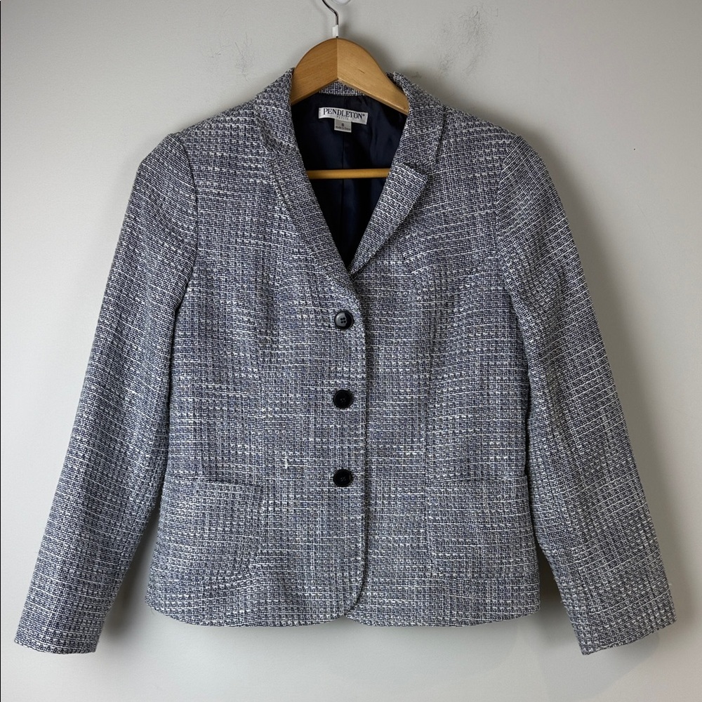 Pendleton Petite Textured Blue Blazer Size 8